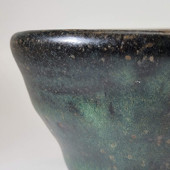 Handmade Pottery Bowl Brown with Green Accent Stoneware - Picture 4 of 7